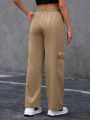 SHEIN Essnce Women'S Solid Color Cargo Long Pants