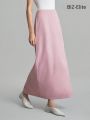 SHEIN BIZwear Solid Color High Waist Straight Skirt