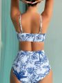 SHEIN Swim BohoFeel Women's Botanical Print Swimsuit Set