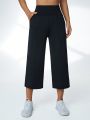 Wide Waistband Capris Sports Pants