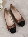 Bow-Knot Design Flat Shoes With Soft, Comfortable Sole, Low Heel, And Low Cut For Women, Spring/summer/autumn