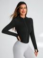 Yoga Basic Women's Zipper Front Raglan Sleeve Sports Jacket