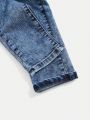 SHEIN Tween Boy Letter Patched Jeans