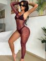 One Shoulder Crochet Lace Body Stocking Without Lingerie Set