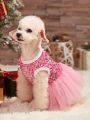 PETSIN Petsin Pink Glitter Princess Tulle Skirt, Suitable For Cats And Dogs, Perfect For Party Dressing Up