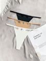 3pcs Sheer Mesh Splicing Seamless Thongs