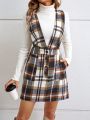 SHEIN Frenchy Women's Plaid Dress With Diagonal Pocket