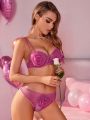 SHEIN Women's Sexy Valentine's Day Lingerie With 3d Flower Decoration