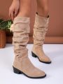 High Heel Suede Women's Pointed Toe Fashionable Boots For Outdoor Wear