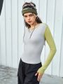 Street Sport Women'S Color Block Long Sleeve Sports T-Shirt