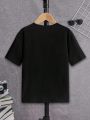 1pc Stylish Spider Printed Basic Round Neck Short Sleeve T-shirt For Tween Boys