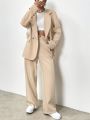 SHEIN Essnce Ladies' Lapel Neck Long Sleeve Blazer & Pants Suit Set