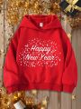 Boys' Casual Cartoon New Year Element Pattern Long Sleeve Sweatshirt, Suitable For Autumn And Winter