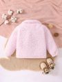 Girls' Street Style Plush Collar Coat, Suitable For Winter