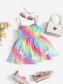SHEIN Baby Cartoon Graphic Tie Dye Cami Dress