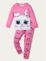 Little Girls' Cartoon Bunny Pattern Long Sleeve Long Pants Homewear