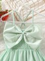 Baby Bow Front Shirred Cami Dress