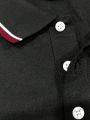 Manfinity Men's Plus Size Horse Pattern Color Block Embellished Polo Shirt