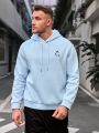 Manfinity Homme Men's Plus Size Casual Hooded Sweatshirt With Letter Print, Drawstring, Pockets, Fashionable Loose Fit, Fleece Lined, Autumn And Winter