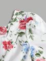 SHEIN Kids Nujoom Tween Girls' Elegant Romantic Floral Printed Princess Dress