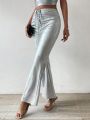 SHEIN BAE Women's Fashionable Loose Fit Sequin Wide Leg Pants