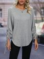 Drawstring Batwing Sleeve Tee