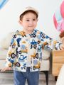 Baby Boys' Cartoon Car Fun Print Casual Outdoor Jacket For Spring