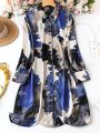 Women's Floral Print Random Pattern Shirt Dress