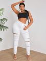 Plus Size Women's Distressed Slim Fit Denim Jeans