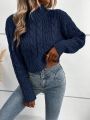 SHEIN Frenchy Solid Color Cable Knitted Sweater