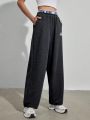 Forever 21 Women'S Letter Print Drawstring Waist And Cuff Track Pants