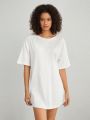 SHEIN Leisure Solid Color Drop Shoulder Homewear Dress