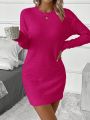 Ladies' Solid Color Short Knitted Sweater Dress