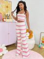 SHEIN Qutie Ladies' Multi-color Striped Three-piece Set