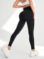 Yoga Basic Women's Tummy Control Wide Waistband Workout Leggings