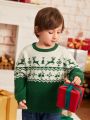 SHEIN Toddler Boys Christmas Pattern Sweater