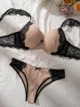 Contrast Lace Underwire Lingerie Set