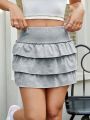 SHEIN Qutie Grey Knitted Women's Mini Skirt