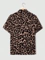 SHEIN Teen Boys' Casual Leopard Print All Over Short Sleeve Shirt