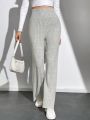 SHEIN Tall Ribbed Knit Wide Waistband Pants