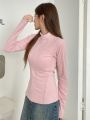 DAZY Women's Solid Color Raglan Sleeve T-shirt