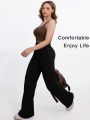 Daily&Casual Women's Sporty Wide-legged Pants With Pockets, Suitable For Outdoor Activities, Exercise, Fitness, Yoga And Running