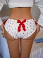 SHEIN Women'S Cherry Print Triangle Panty With Bow Decoration