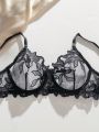 Floral Embroidered Schiffy Underwire Lingerie Set