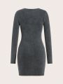 SHEIN Coolane Zipper Design Bodycon Dress