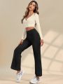 Yoga Basic Solid Flare Leg Sports Pants