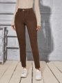 Coffee Color Skinny Elasticity Jeans