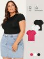 SHEIN CURVE+ Plus Size Round Neck Short Sleeve T-shirt