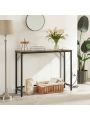 SUPERJARE Console Table with Power Outlets & USB Ports, Narrow Entryway Table, 39.3 Inches Sofa Table with Steel Frame