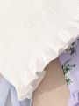 SHEIN Kids SUNSHNE Tween Girls' 2pcs Digital Print Shirred Detail Top And Skirt Set